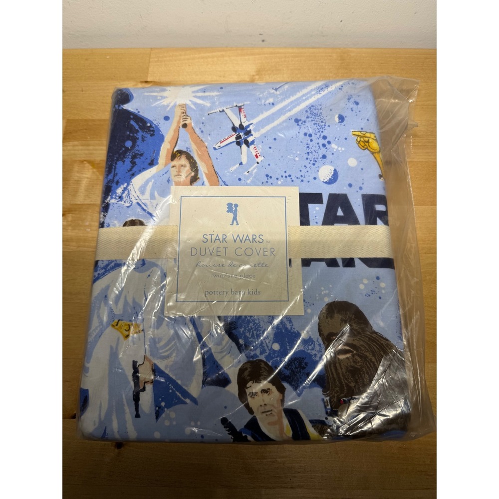 Pottery Barn Kids Star Wars Twin Duvet Cover Blue Cotton Percale 200TC 2008 NIP